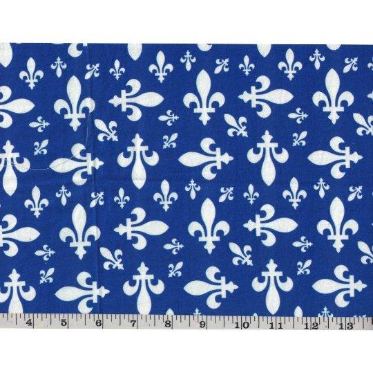 White Fleur-de-Lys on Blue | Fabric Design Treasures