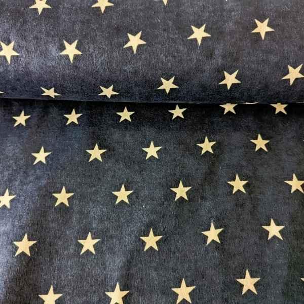 White Star FLANNEL on Navy Flannel fabric | Fabric Design Treasures