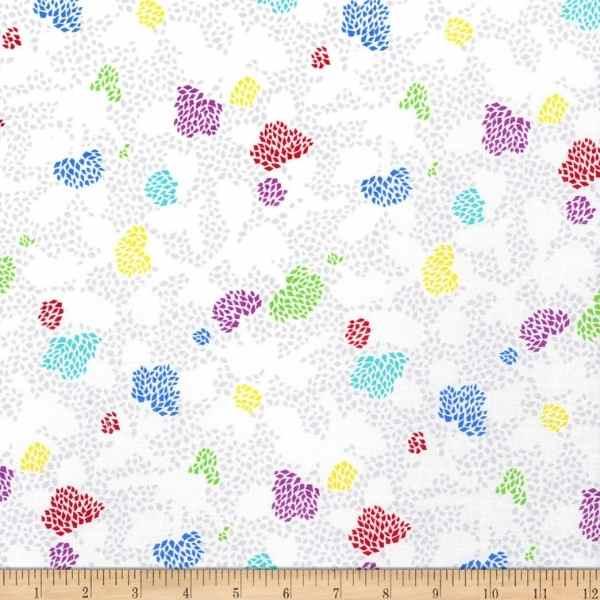 Wide Quilt Back Fabric, Geo Floral in White Chelsea | Fabric Design Treasures