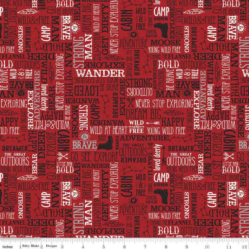 Wild at Heart Words, 100% Cotton FLANNEL | Fabric Design Treasures