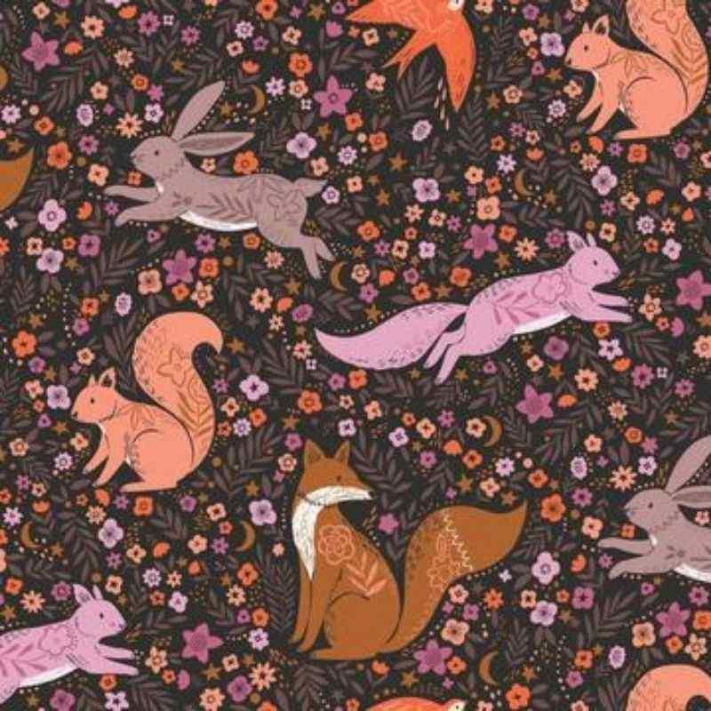 Wild by Bethan Janine, Woodland Animal Flower Friends | Fabric Design Treasures