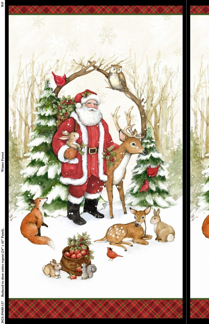Winter Forest Christmas Panel Cotton | Fabric Design Treasures