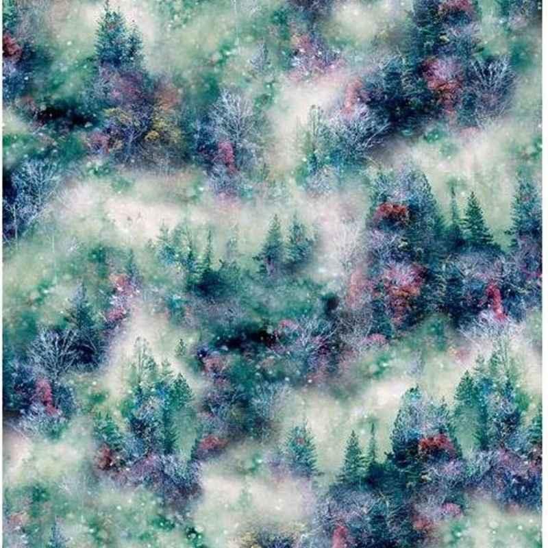 Winter Scene, Call of the Wild, Forest | Fabric Design Treasures