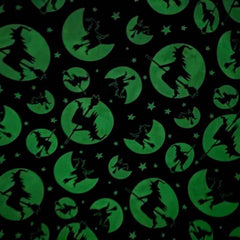 Witches in Silhouette, Glow in the Dark, Nights of Olde Salem | Fabric Design Treasures