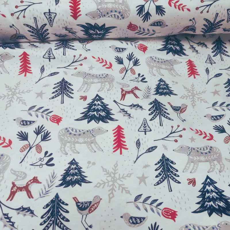 Woodland Animals FLANNEL cotton print | Fabric Design Treasures