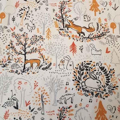 Woodland Flannel Fabric on Cream - Fabric Design Treasures
