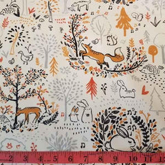 Woodland Flannel Fabric on Cream - Fabric Design Treasures