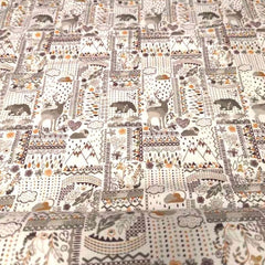 Woodland FLANNEL on cream background | Fabric Design Treasures