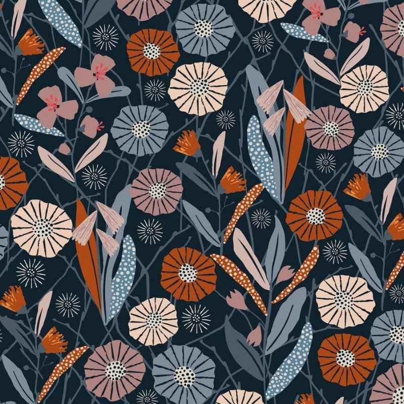 Woodland Notions - Main Floral Navy WNOT 1891 | Fabric Design Treasures