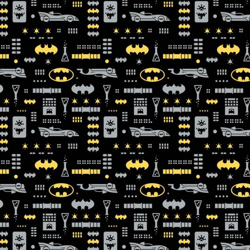 Young DC Black Batman Icons woven cotton | Fabric Design Treasures